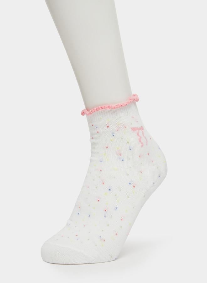 Styli Pack of 5 - White Crew Socks with Ruffle Trim - Image 1